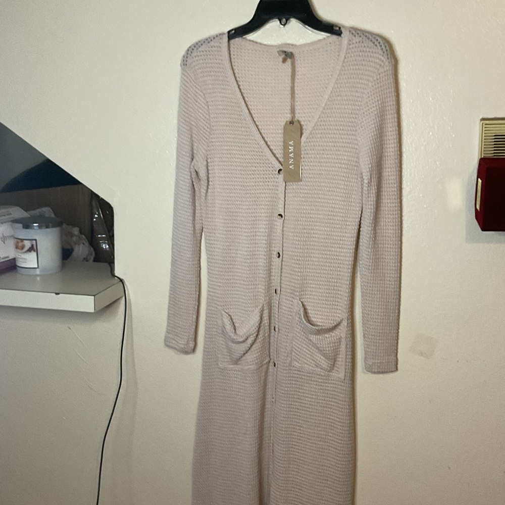 Anama Cream Long Sleeve Knit Dress